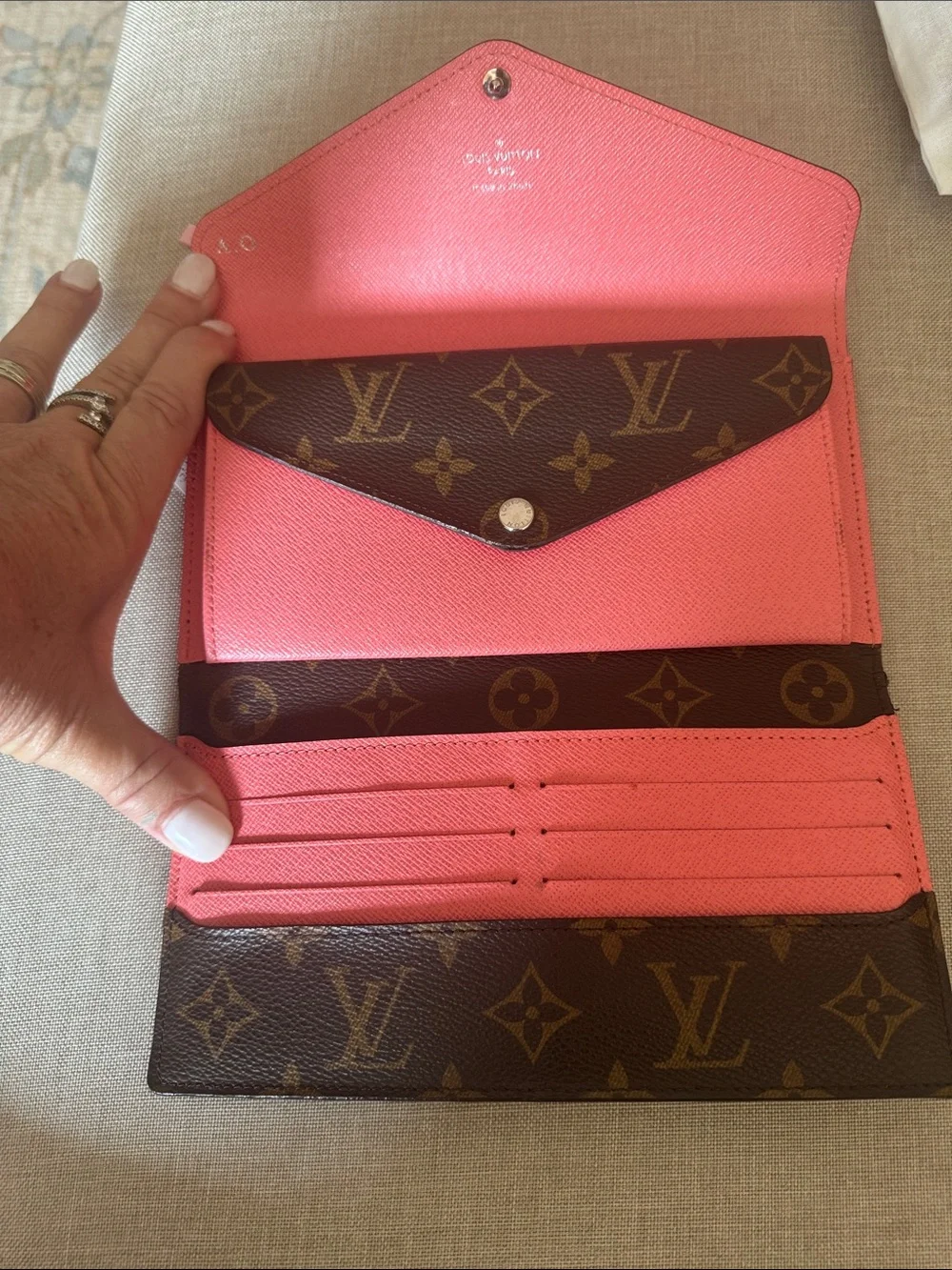 Louis Vuitton Monogram Wallet with Pink Flap